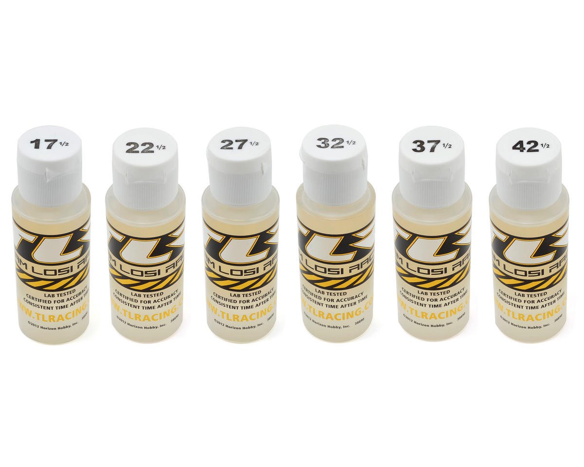 Team Losi Racing Silicone Shock Oil Six Pack (2oz) (17.5, 22.5, 27.5, 32.5, 37.5, 42.5wt) - BOBBYRC