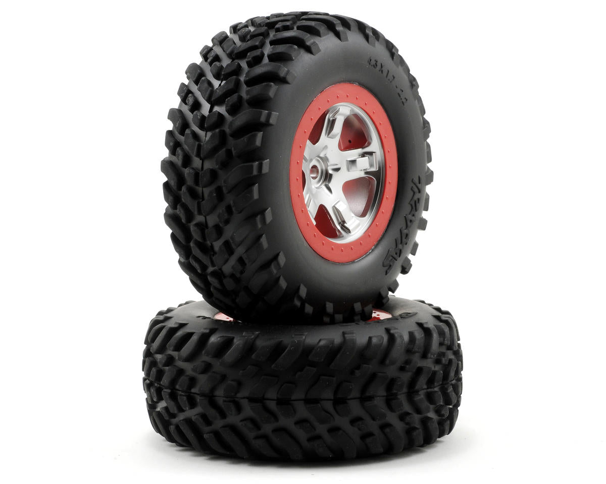 Traxxas 2.2/3.0 Tire w/SCT Rear Wheel (2) (Satin Chrome) (Standard) - BOBBYRC
