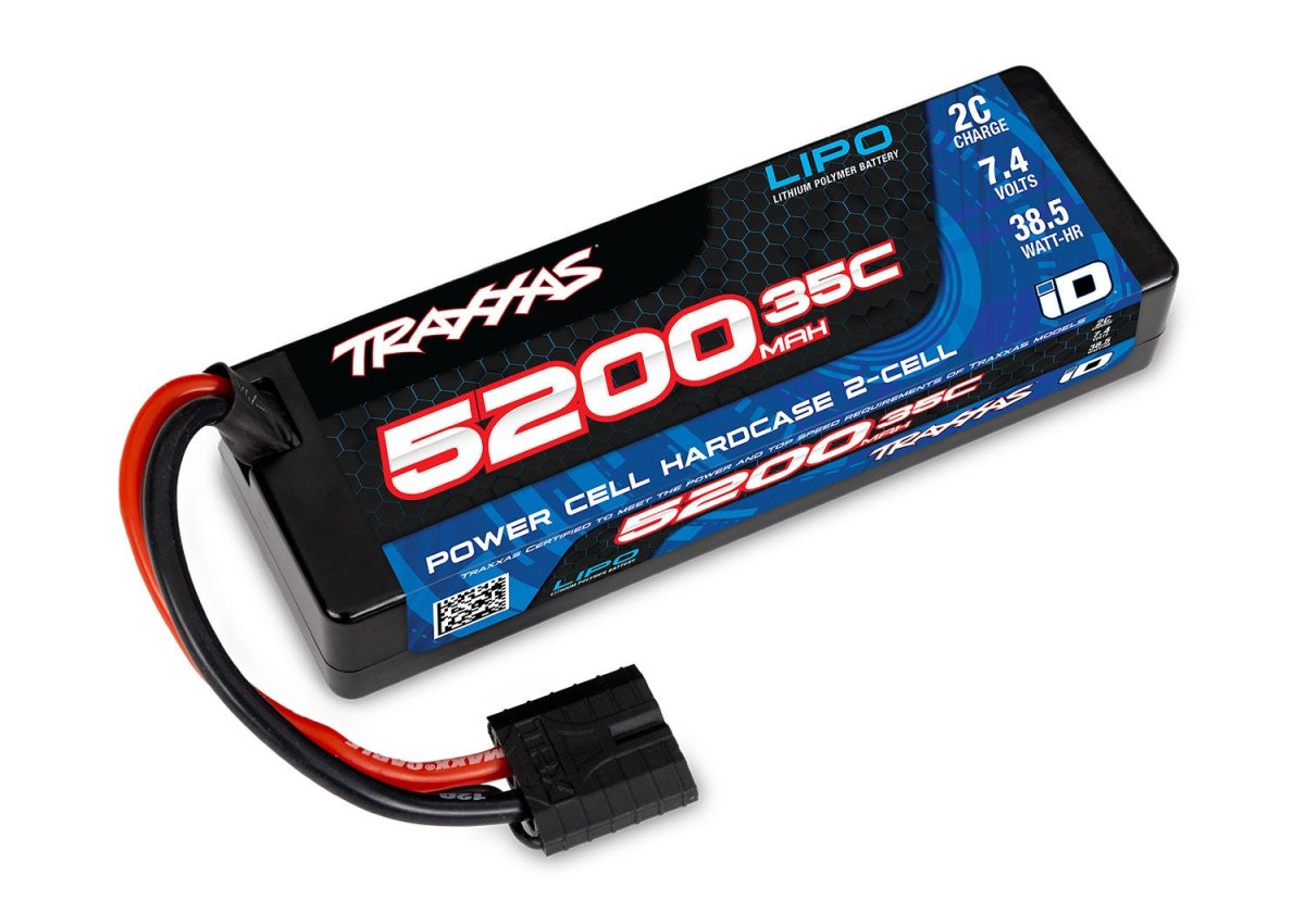 Traxxas 5200 mAh 7.4 Volt 2 - Cell Hard Case LiPo Battery - BOBBYRC