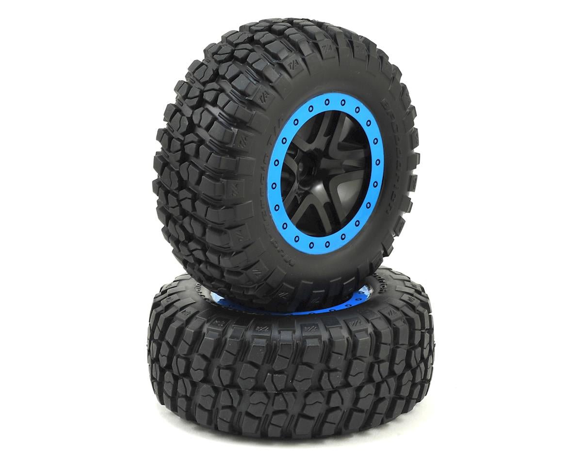 Traxxas BFGoodrich KM2 Front Tire (2) (Black/Blue) (Standard) w/Split-Spoke Front Wheel - BOBBYRC