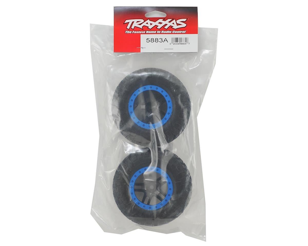 Traxxas BFGoodrich KM2 Tire w/Split-Spoke Rear Wheel (2) (Black/Blue) (Standard) - BOBBYRC