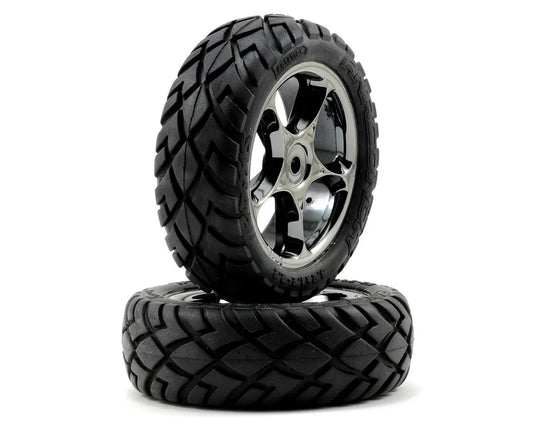 Traxxas (Black Chrome) Anaconda Front Tires w/Tracer 2.2" Wheels (2) For Bandit - BOBBYRC