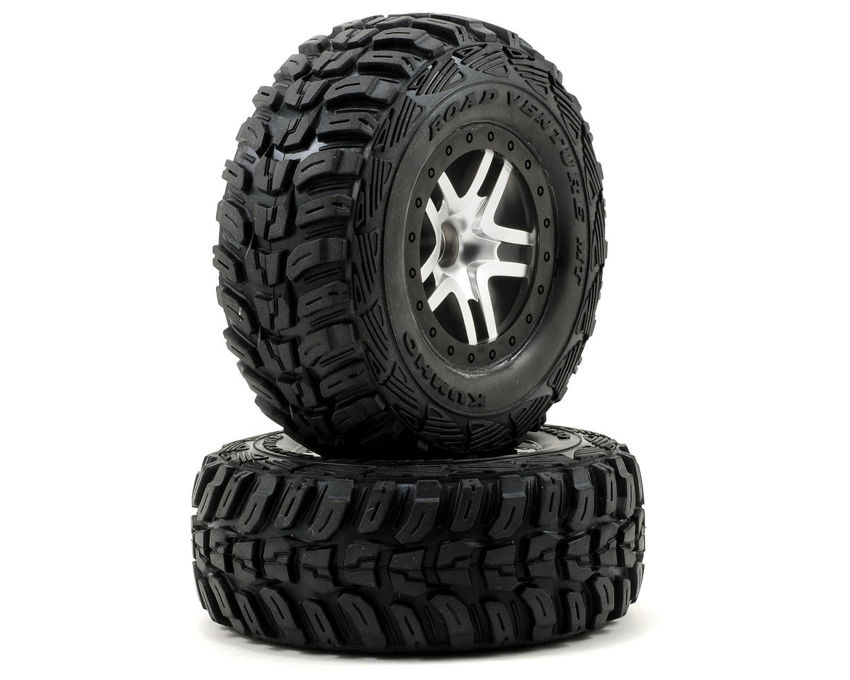 Traxxas Kumho Venture MT 2WD Front Tires (Satin Chrome) (S1) w/Split - Spoke Wheel - BOBBYRC