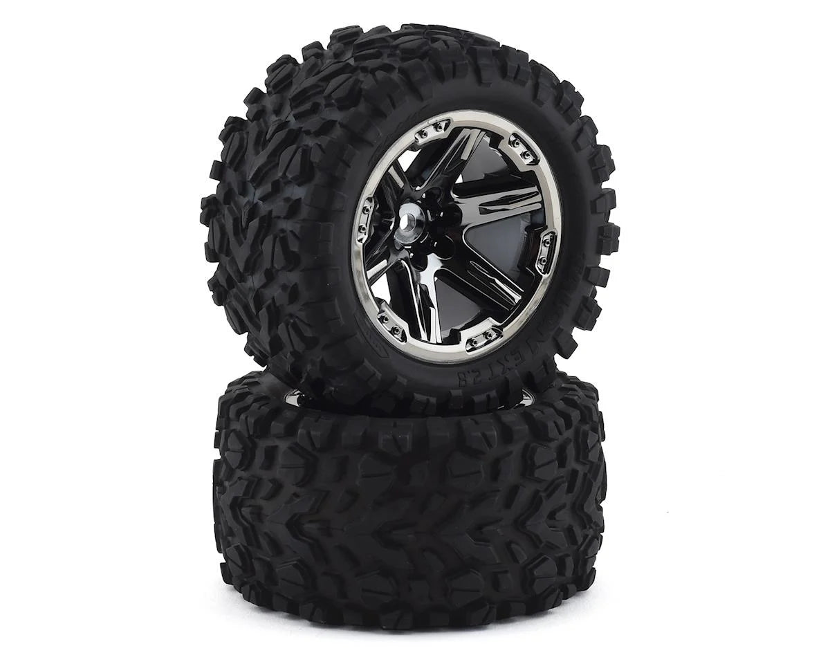 Traxxas Talon EXT 2.8" Pre - Mounted Tires w/RXT Wheels (2) (Black Chrome)Rustler 4x4 - BOBBYRC