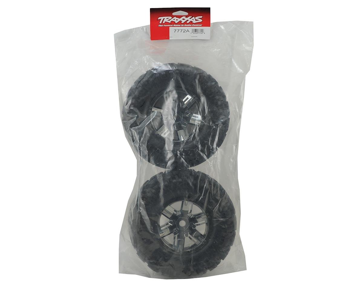 Traxxas X - Maxx Wheels & Tires (FACTORY GLUED ASSEMBLED (Set 2) 7772 Black Chrome - BOBBYRC