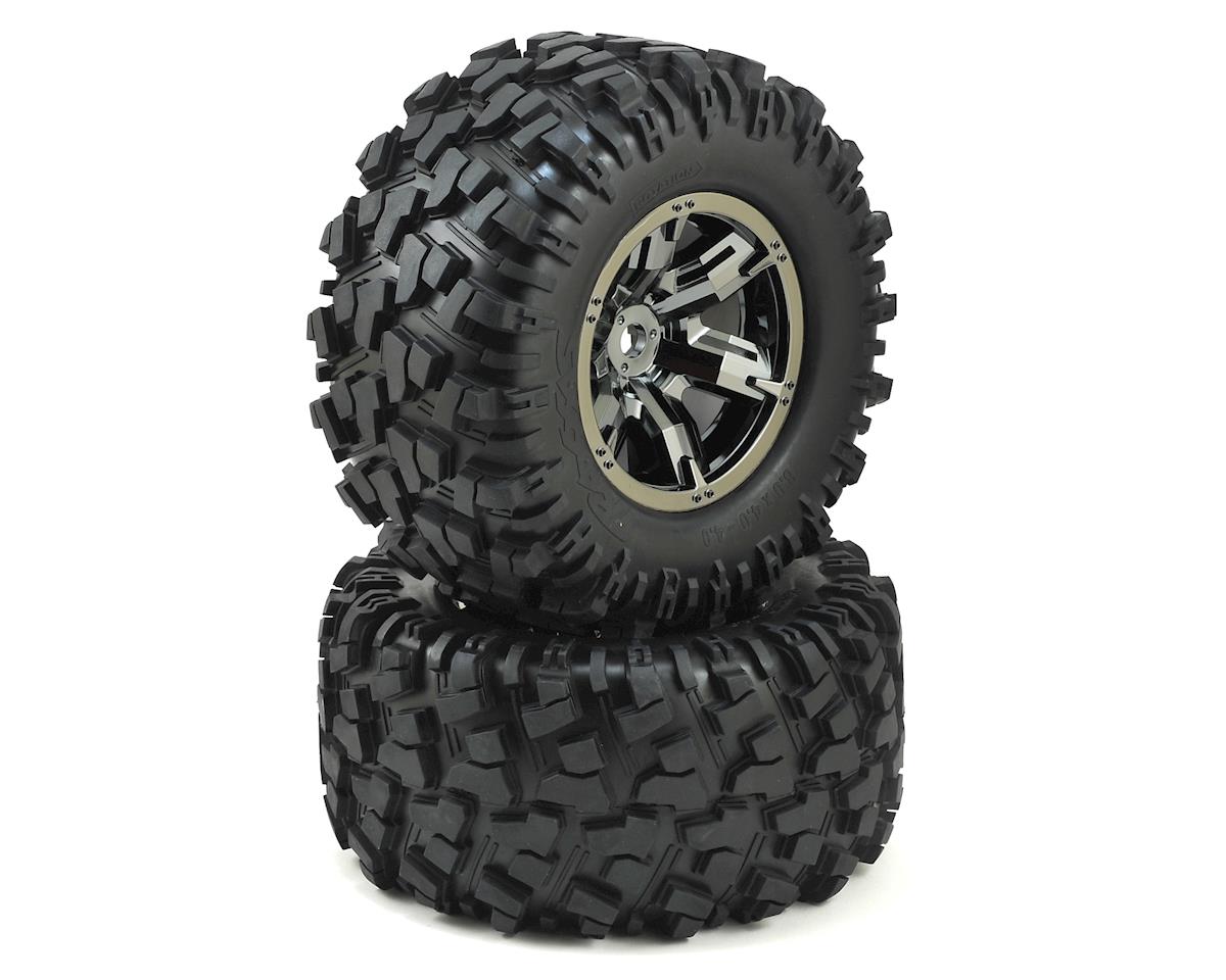 Traxxas X - Maxx Wheels & Tires (FACTORY GLUED ASSEMBLED (Set 2) 7772 Black Chrome - BOBBYRC