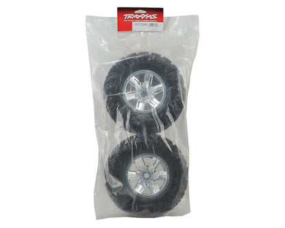 Traxxas X - Maxx Wheels & Tires (FACTORY GLUED ASSEMBLED (Set 2) 7772 Satin Chrome - BOBBYRC