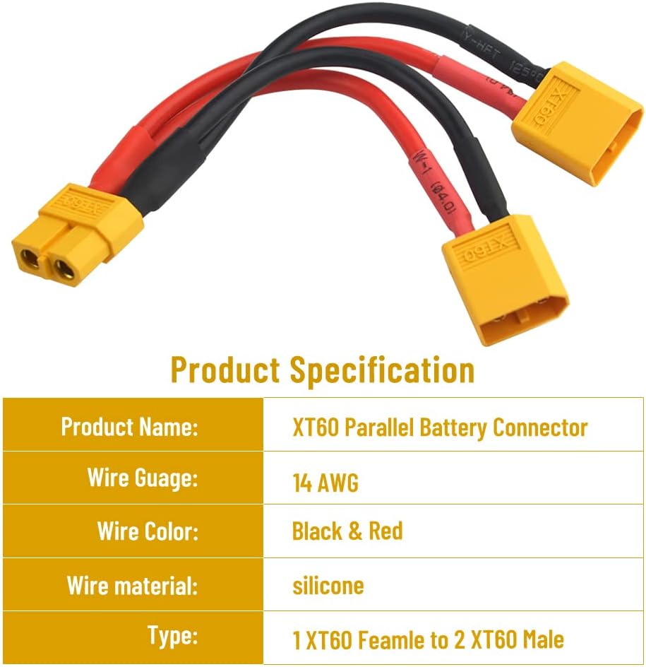 XT60 Parallel 2 - Battery Connector Adapter Wire Harness - BOBBYRC