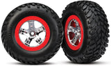 Traxxas Slash Ford Raptor 2wd Tires & 12mm Red Split Spoke Wheels