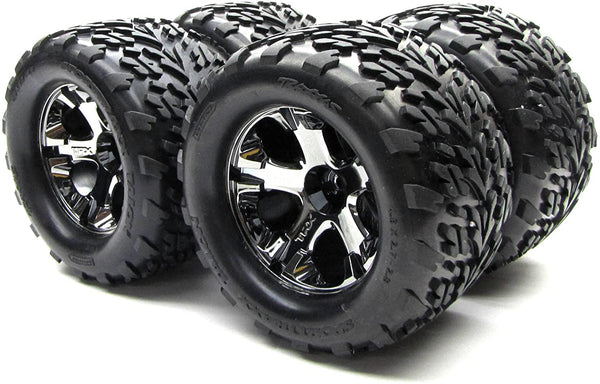 Traxxas Stampede 4x4 VXL 4 TIRES & WHEELS 12mm Hex (nuts axles rim (6708)