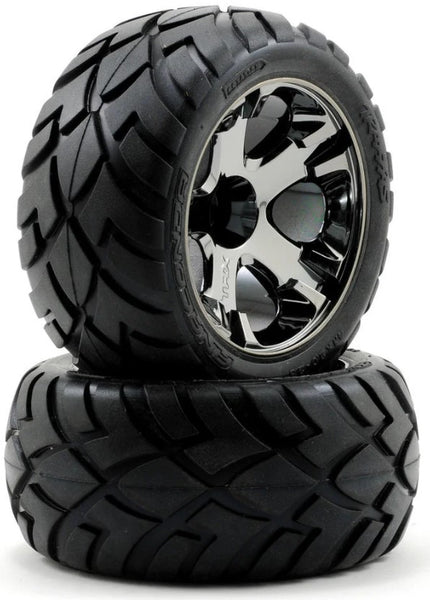 Traxxas Anaconda Tires w/All-Star Front Wheels (2) (Black Chrome)
