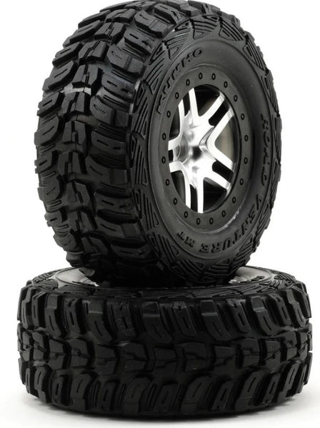 Traxxas 5882 Kumho Tires on Satin Chrome Split-Spoke SCT Wheels, 2WD Front