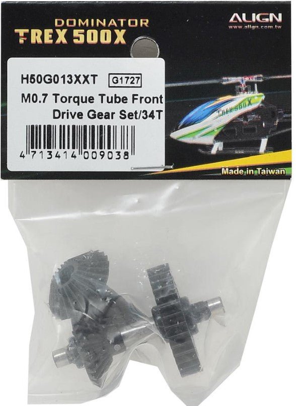 Align Trex 500XT M0.7 Torque Tube Front Drive Gear Set / 34T H50G013XX - BOBBYRC