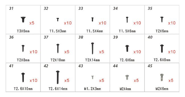 Align/T - Rex Helicopters 250 450 470 500 Hardware Bag H45168 - BOBBYRC