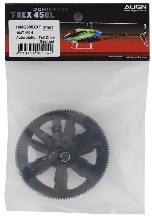Align/T - Rex Helicopters 450L 104T M0.6 Autorotation Tail Drive Gear H45G005XX - BOBBYRC