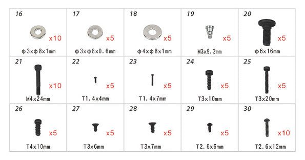 Align/T - Rex Helicopters 470 550X 600 700X PRO DFC Hardware Bag H70109 - BOBBYRC