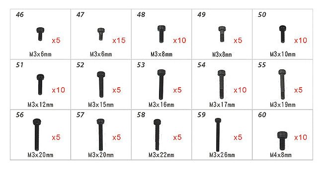 Align/T - Rex Helicopters 470 550X 600 700X PRO DFC Hardware Bag H70109 - BOBBYRC