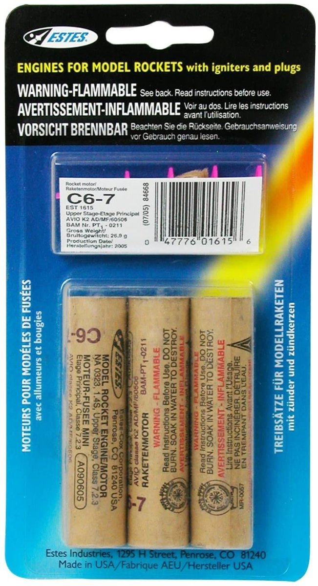 Estes C6 - 7 Engine Pack (3 - Each) - BOBBYRC