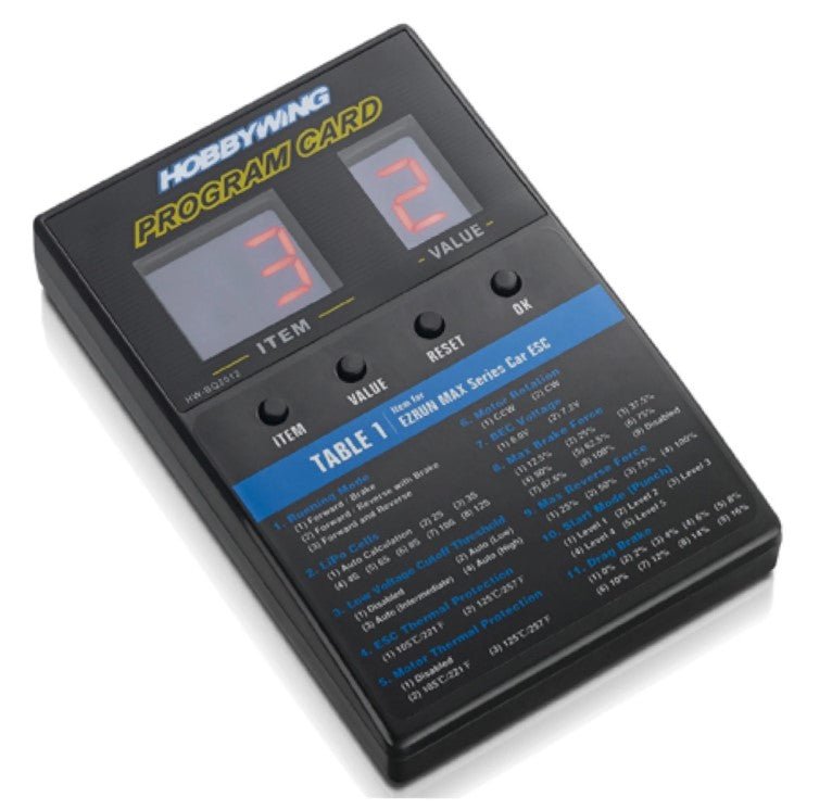 Hobbywing XERUN /QUICRUN / EZRUN ESC Series LED Program Card - BOBBYRC