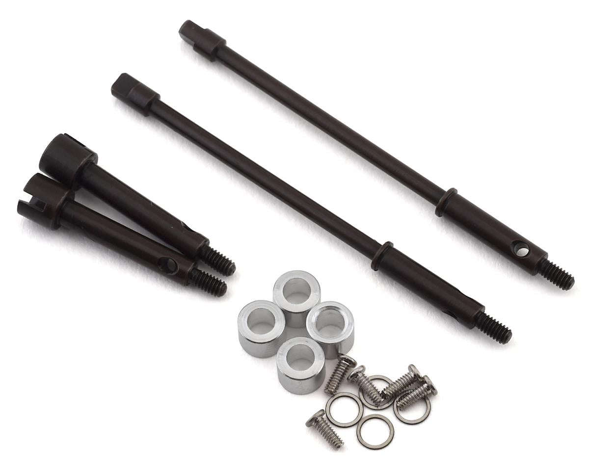 Hot Racing SXTF39W04 Axial SCX24 +4mm Wide Track Steel Drive Stub Axle Set - BOBBYRC