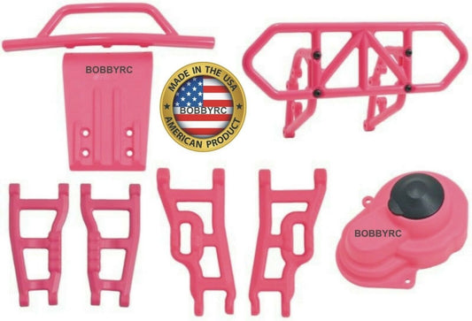 RPM Pink Suspension Arms, Gear Cover, Fr & Rr Bumpers For Traxxas Slash 2WD - BOBBYRC