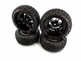 Traxxas Slash 2wd Spec tires & 12mm wheels, Silver ring with black split spoke center