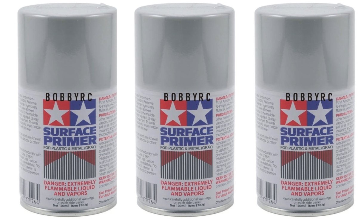 Tamiya Surface Primer Spray Paint 3pack (Grey) (100ml) - BOBBYRC