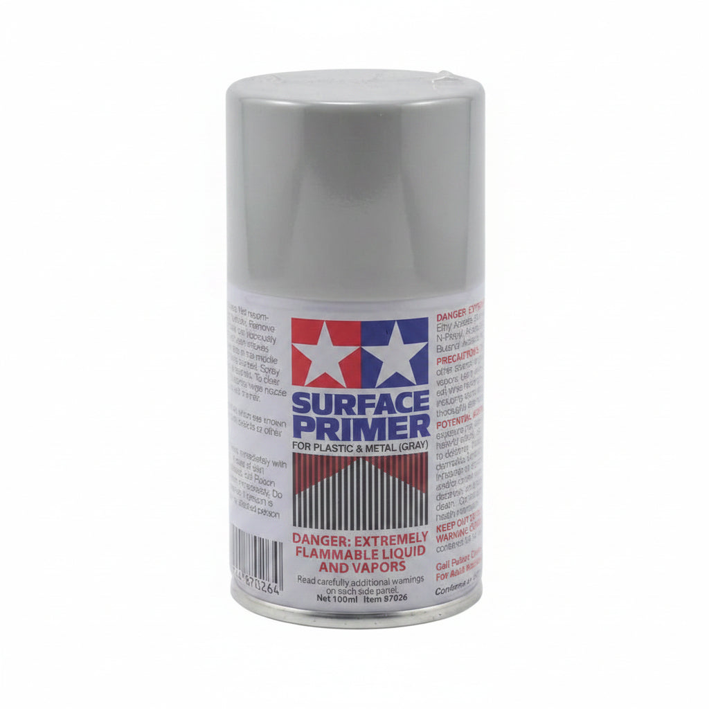 Tamiya Surface Primer Spray Paint (Grey) (100ml) - BOBBYRC