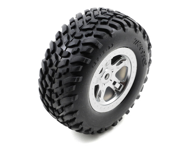 Traxxas SCT Tires & Wheels w/Satin Chrome Beadlock Fits Nitro Front or Rear