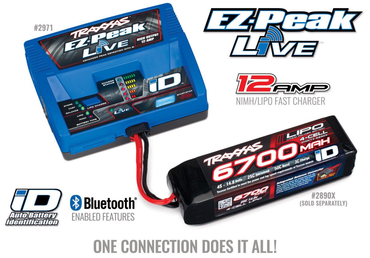 Traxxas 2971 EZ - Peak Live 12 Amp NiMH/LiPo Fast Charger w/iD & Bluetooth - BOBBYRC