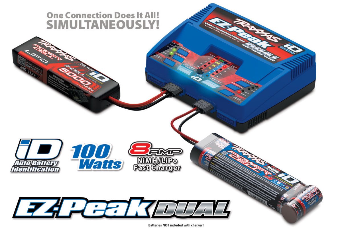 Traxxas 2972 EZ - Peak Plus NiMH / LiPo Auto - iD Dual Charger 1/10 Slash / E - Revo - BOBBYRC