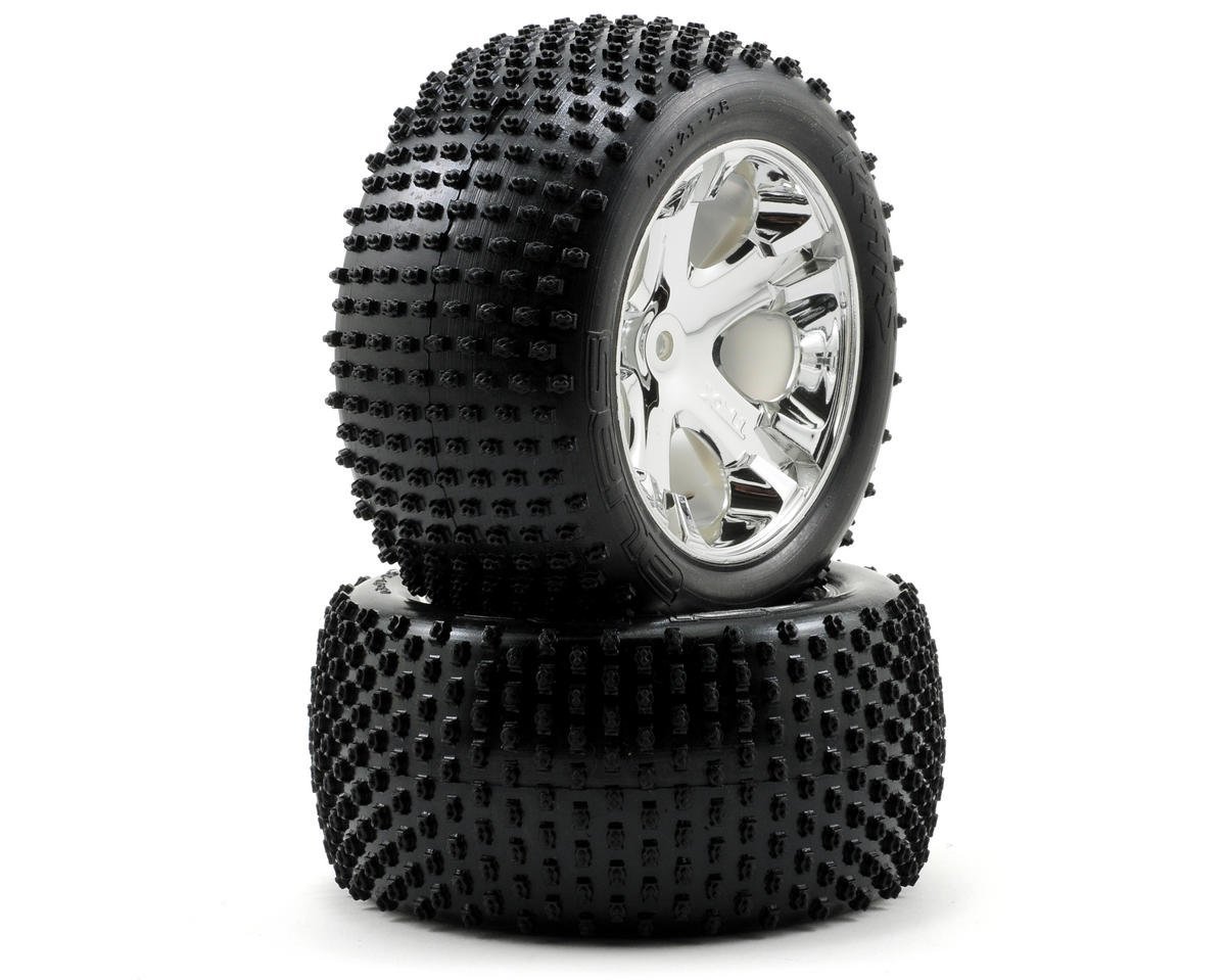 Traxxas 3770 Rustler Wheels & Tires Rear VXL - BOBBYRC