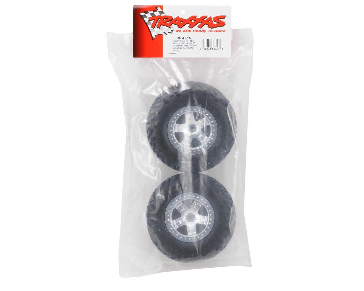 Traxxas 5875 2.2/3.0 Tire w/SCT(Standard) (Satin Chrome) FRONT Wheel - BOBBYRC