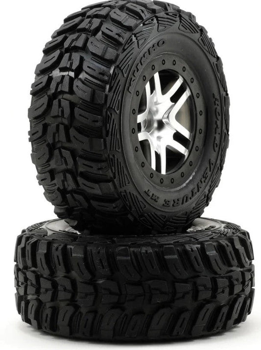 Traxxas 5882 Kumho Tires on Satin Chrome Split - Spoke SCT Wheels, 2WD Front - BOBBYRC