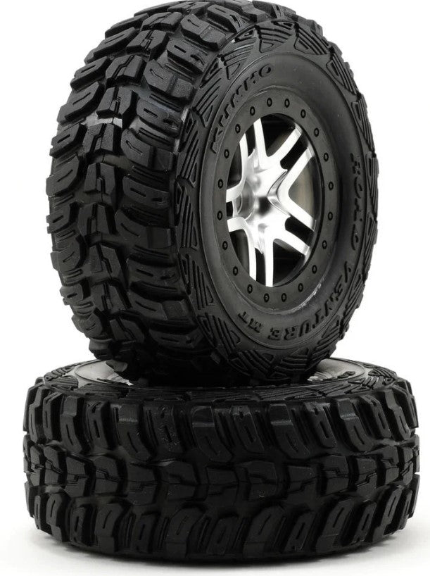 Traxxas 5882 Kumho Tires on Satin Chrome Split - Spoke SCT Wheels, 2WD Front - BOBBYRC