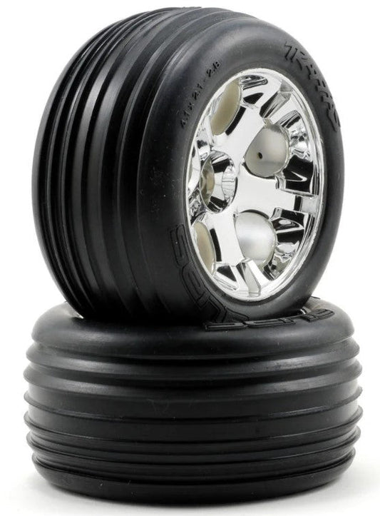 Traxxas Alias Front Tires w/All - Star Wheels (2) (Chrome) (Standard) - BOBBYRC