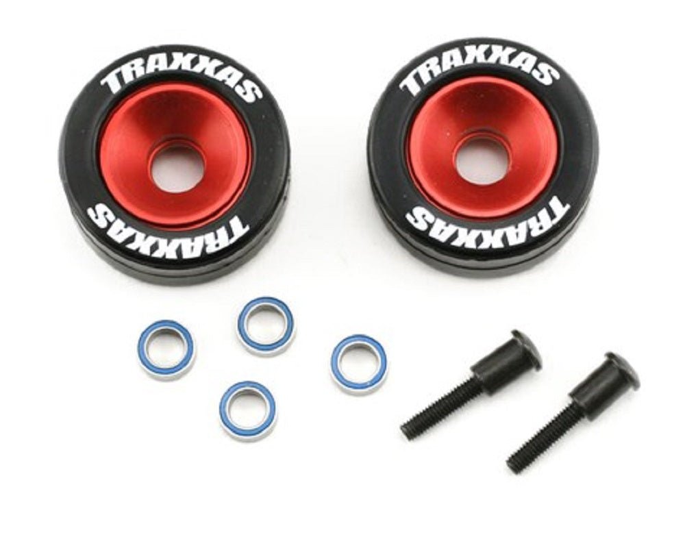 Traxxas Aluminum Wheelie Bar Wheels & Rubber Tires Stampede Bandit Rustler VXL XL5 - BOBBYRC