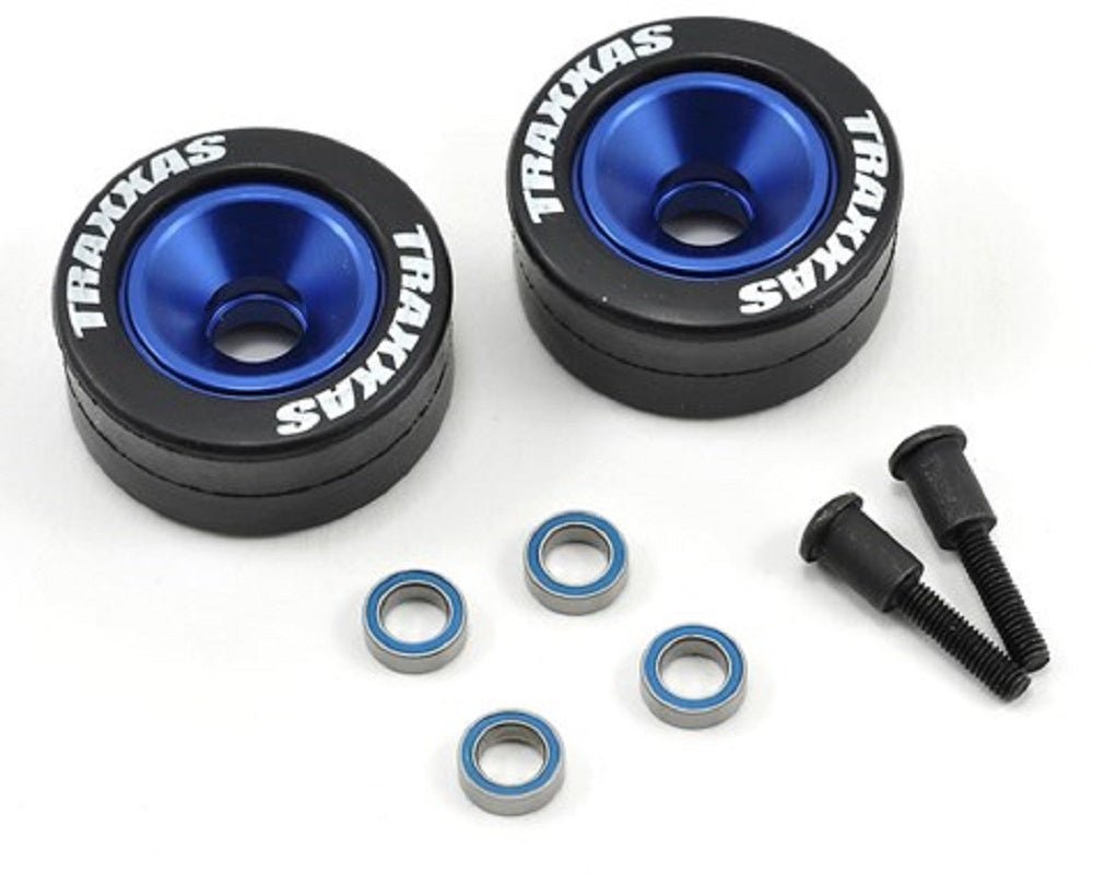 Traxxas Aluminum Wheelie Bar Wheels & Rubber Tires Stampede Bandit Rustler VXL XL5 - BOBBYRC