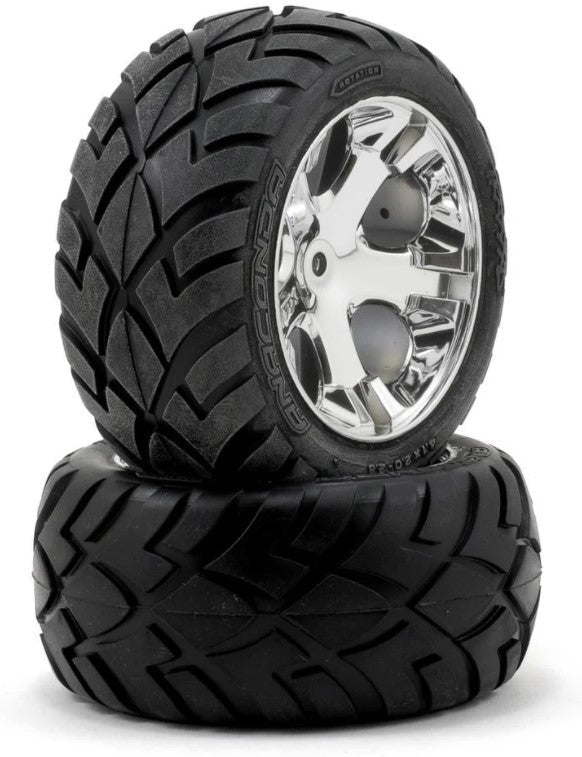 Traxxas Anaconda Rear Tires w/All - Star Wheels For 2wd Stampede Rustler VXL - BOBBYRC